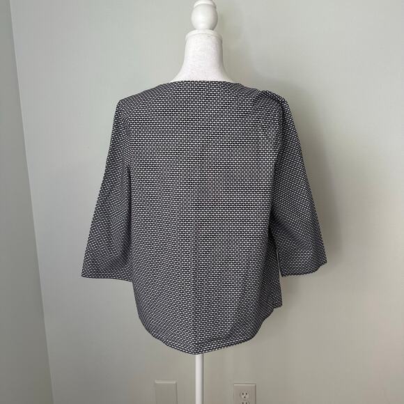 COS navy blue & white button down three-quarter sleeve top size 8 - Picture 5 of 13